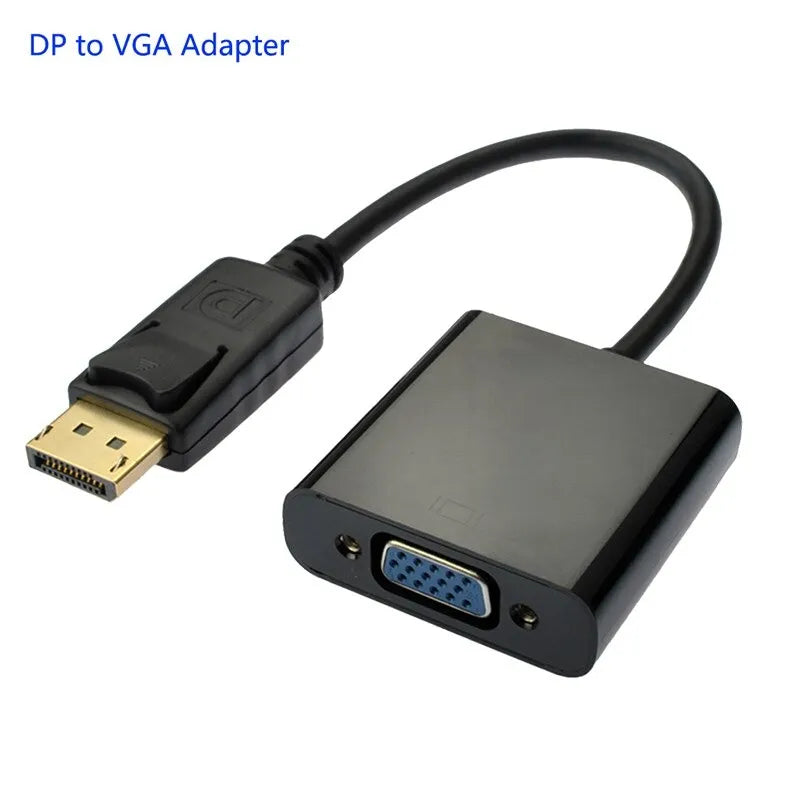 DisplayPort to VGA Adapter Converter Cable 1080p Male to Female for Laptop PC Monitor Projector TV Black 18cm