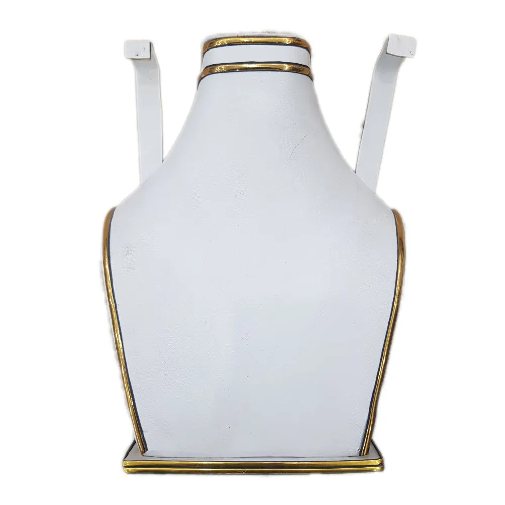 Necklace and Earrings Jewelry Display Stand Wood and PU Organizer White or Black