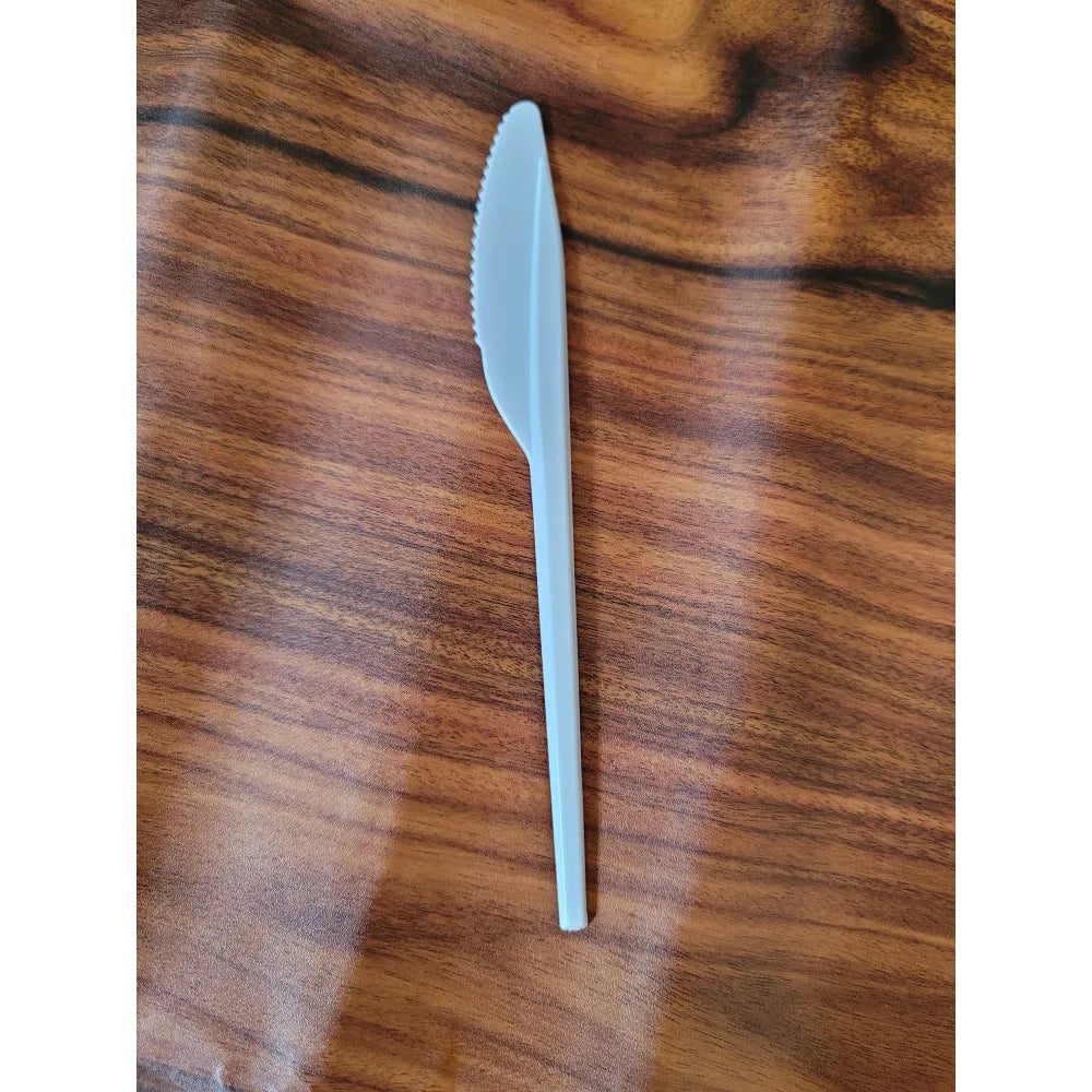 100 Pcs Disposable White Plastic Knives Lightweight Cutlery for Parties Cafes Food Trucks