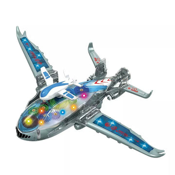 Electric Airplane Toy with Lights Music and Gear Rotation for Kids