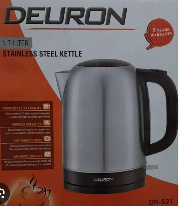 Electric Kettle Deuron DN 521 1.7 Liter 1500W Stainless Steel Fast Boiling Kettle