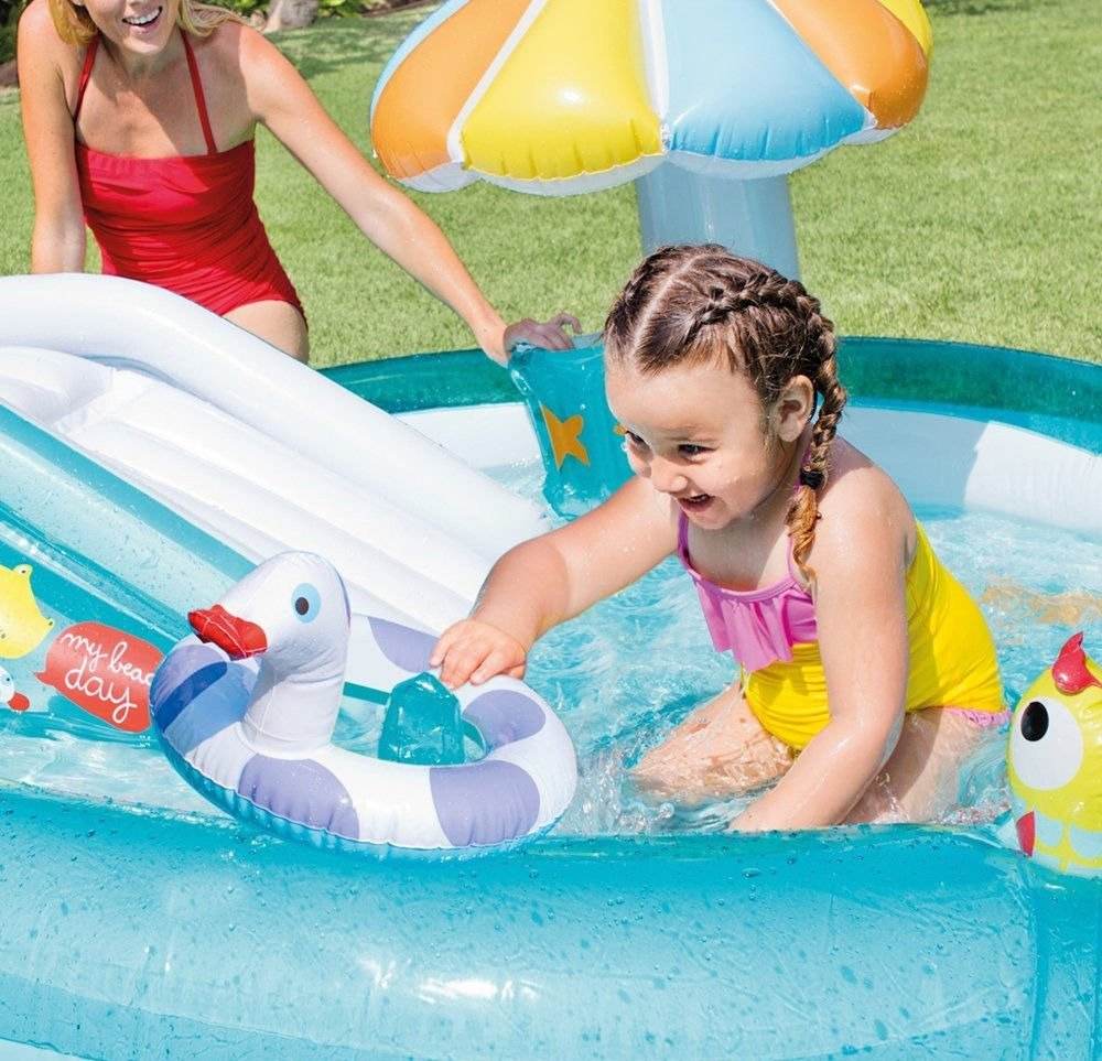 Children's Paddling Pool With Slide Crocodile Inflatable Swimming Pool 2.03m×1.73m×89cm - Al-Raheem Imports