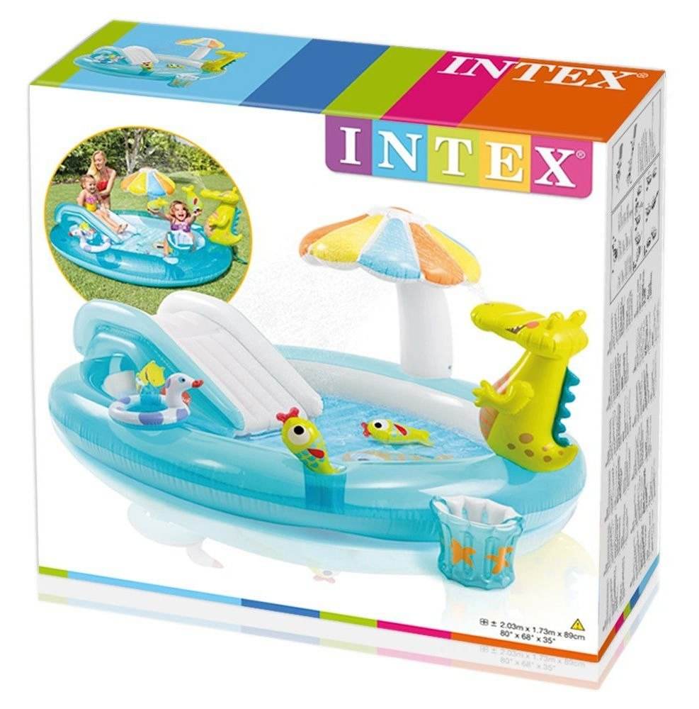 Children's Paddling Pool With Slide Crocodile Inflatable Swimming Pool 2.03m×1.73m×89cm - Al-Raheem Imports