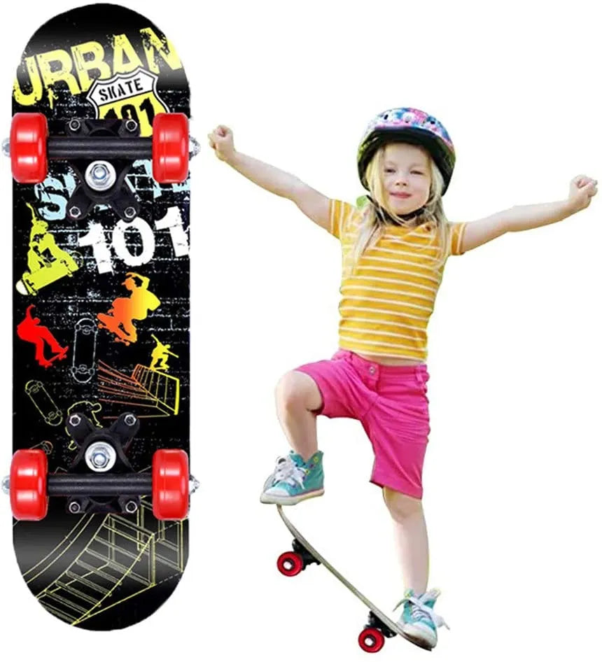 Multi-Color Four-Wheel Wooden Skateboard for Kids Teens Adults  3 Sizes S M L