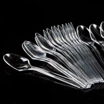 Pack of 4 400PCS Transparent Plastic Disposable Spoons 14cm Food Grade for Desserts Ice Cream Appetizers