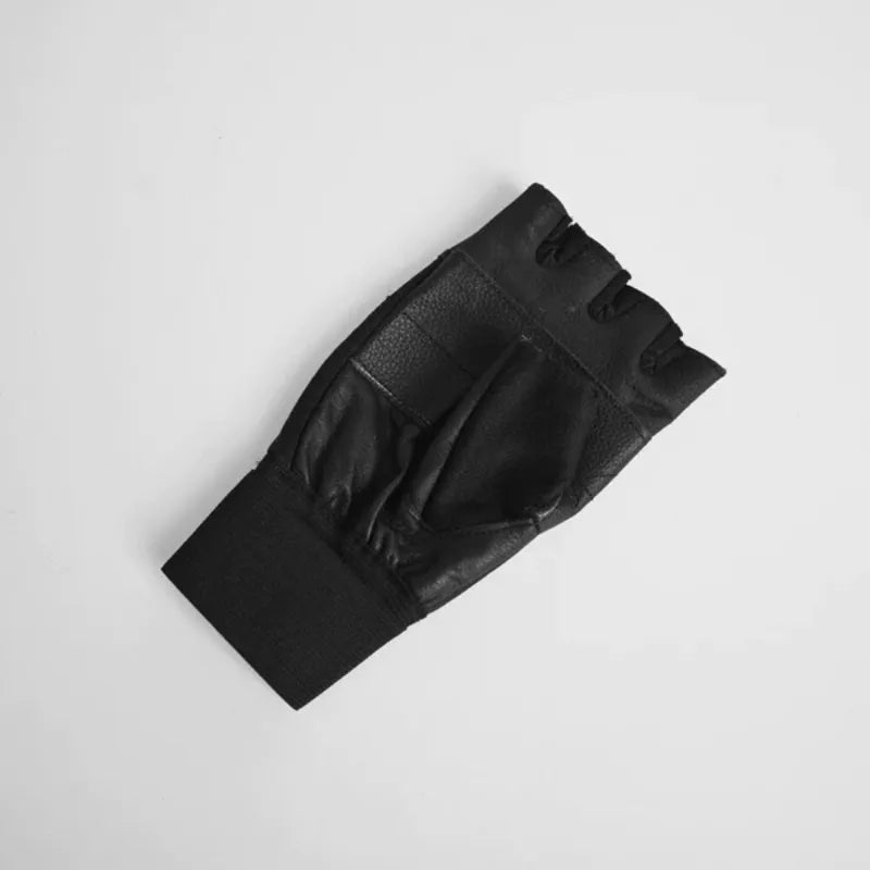 Power Action Half Finger Black Sports Gloves Workout Weight Lifting Gym Gloves