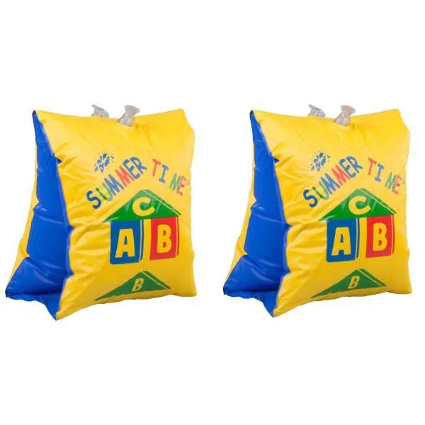 30 x 18cm Inflatable ABC Swimming Arm Bands for Kids Ages 3 Plus Yellow Floaties with Dual Air Chambers
