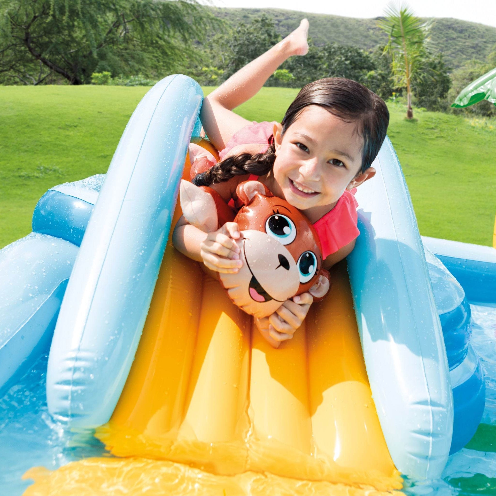 Intex Jungle Adventure Play Center Inflatable Kiddie Spray Wading Pool 2.57m×2.16m×84cm - Al-Raheem Imports