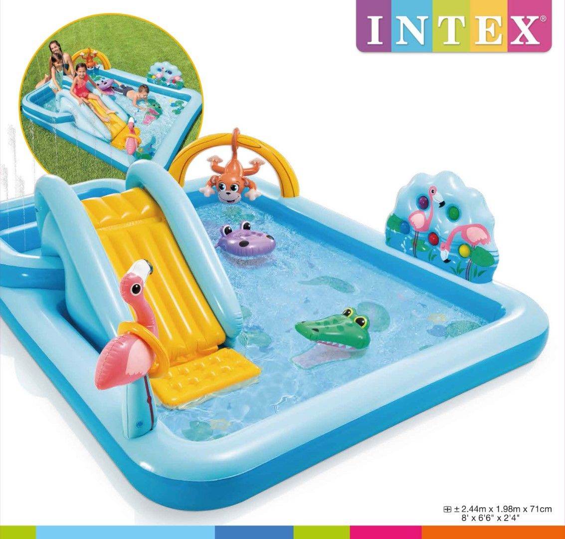 Intex Jungle Adventure Play Center Inflatable Kiddie Spray Wading Pool 2.57m×2.16m×84cm - Al-Raheem Imports