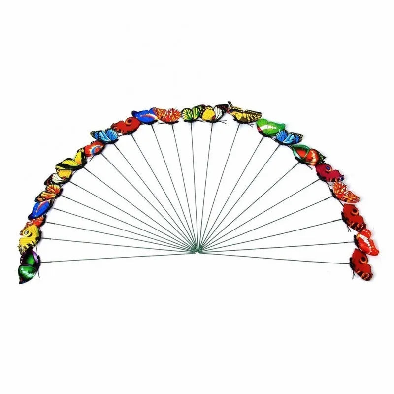 15Pcs Colorful 3D Double Layer Butterfly Garden Stakes 25cm Sticks for Lawn Flowerpot and Home Decoration