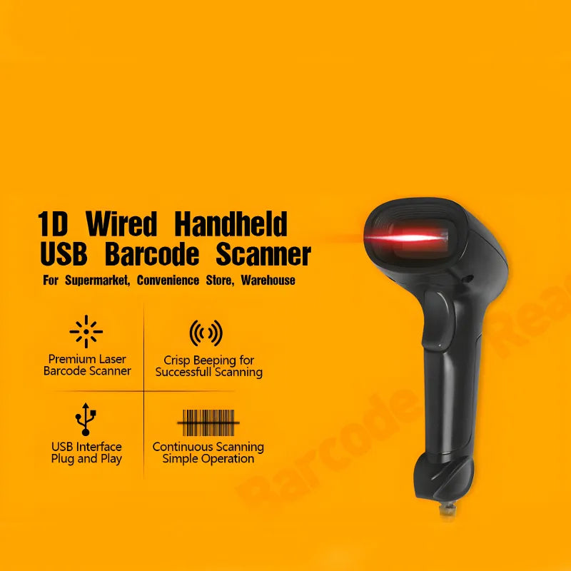 Master IT K112J 1D Laser Barcode Scanner – 200 Scans/Sec, USB Plug & Play
