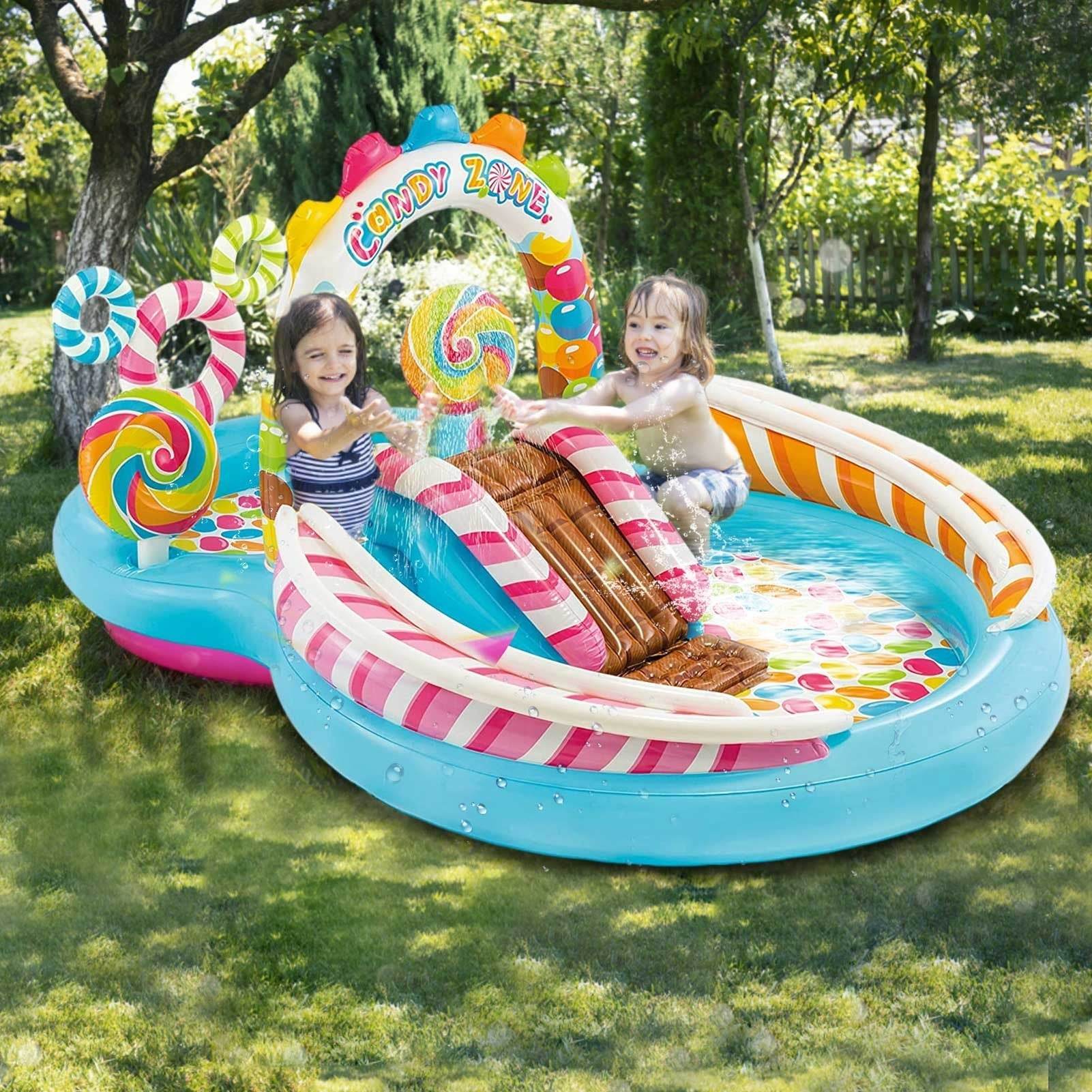 Inflatable Pool Water Slide Fun Lawn Water Inflatable Swimming Pool Unique Children Paddling Pool 295X191X130cm - Al-Raheem Imports