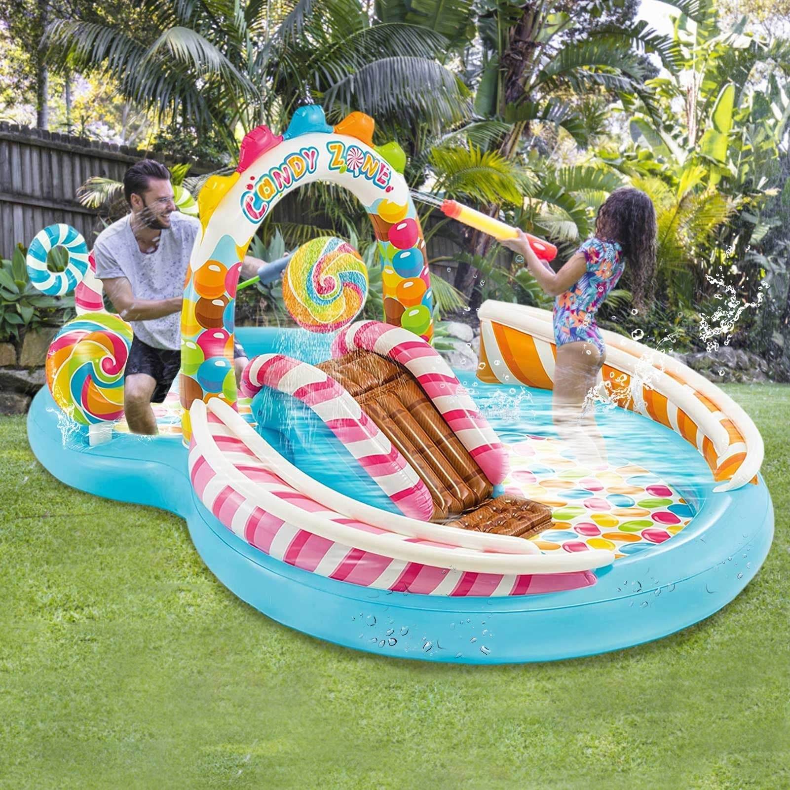 Inflatable Pool Water Slide Fun Lawn Water Inflatable Swimming Pool Unique Children Paddling Pool 295X191X130cm - Al-Raheem Imports