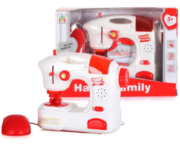 Happy Family Electronic Sewing Machine Pretend Play Toy with Lights for Girls 3+