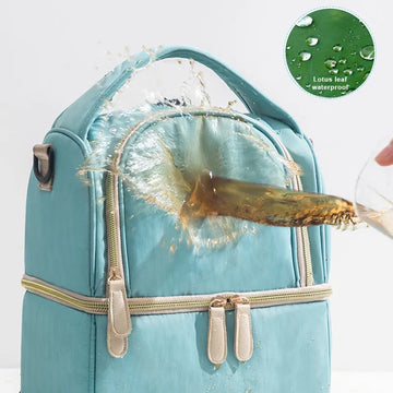 Double Layer Cooler Bag for Breast Milk Storage and Picnic Food Carrier 22x16x25cm