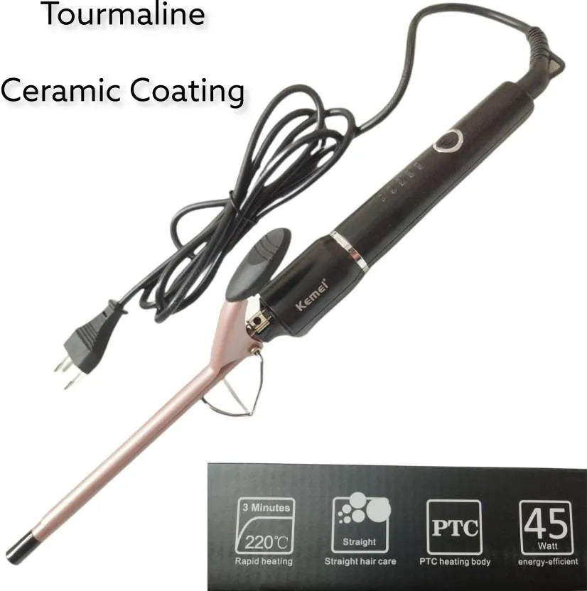 KEMEI Professional 9mm Hair Curler Electric Ceramic Curling Iron for Tight Curls