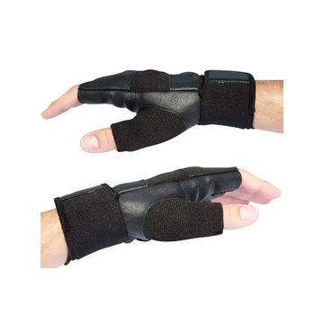Power Action Half Finger Black Sports Gloves Workout Weight Lifting Gym Gloves