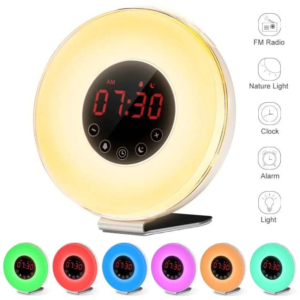 Wake Up Light Alarm Clock with FM Radio, Nature Sounds, Smart Snooze Functions, and USB Charger - Al-Raheem Imports