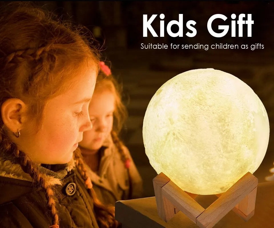 16cm 3D Moon Lamp with Remote & Touch Control – 16 Colors LED Night Light