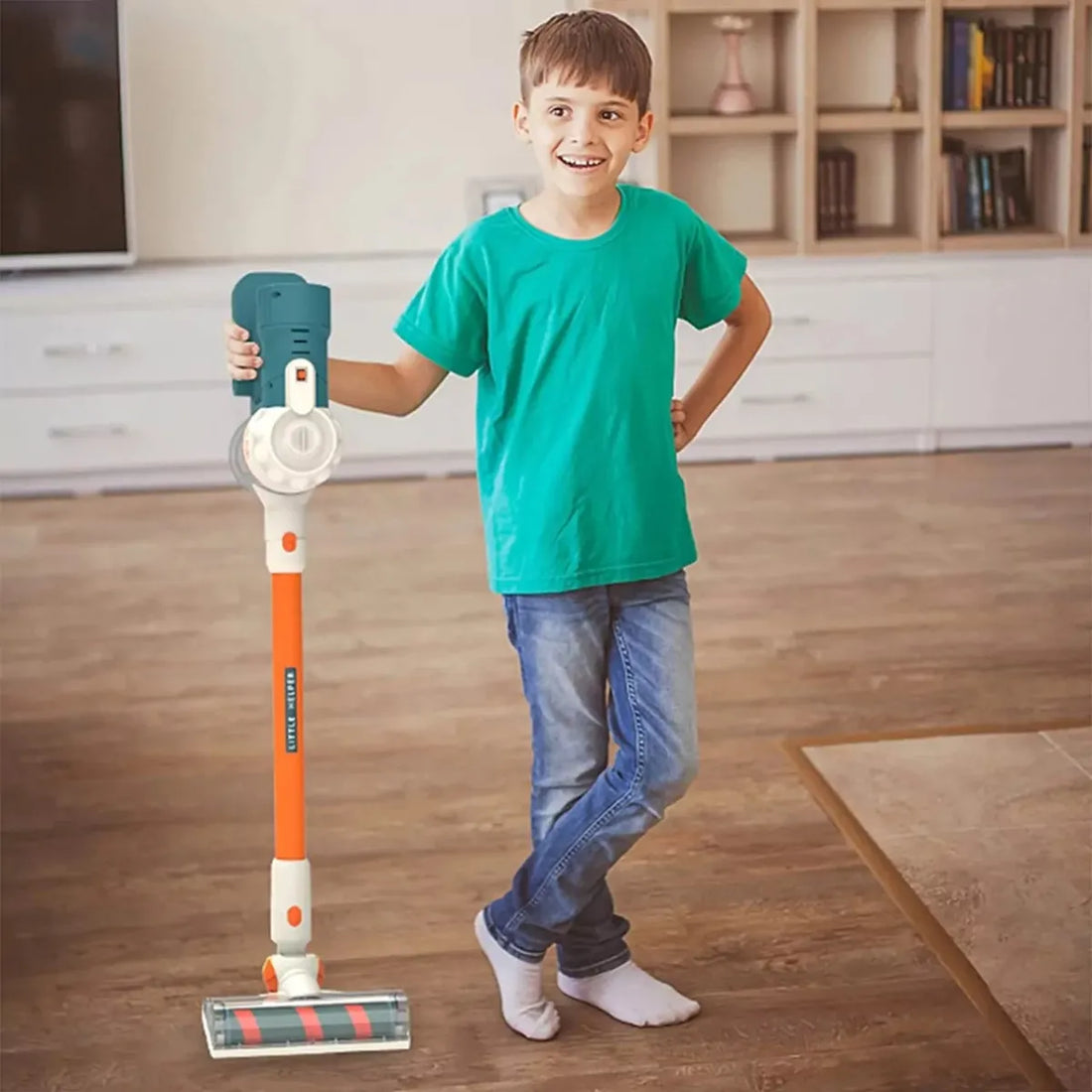 3 In 1 Cord Free Vacuum Cleaner Play Kit for Kids with Real Suction Lights Music and Storage Rack