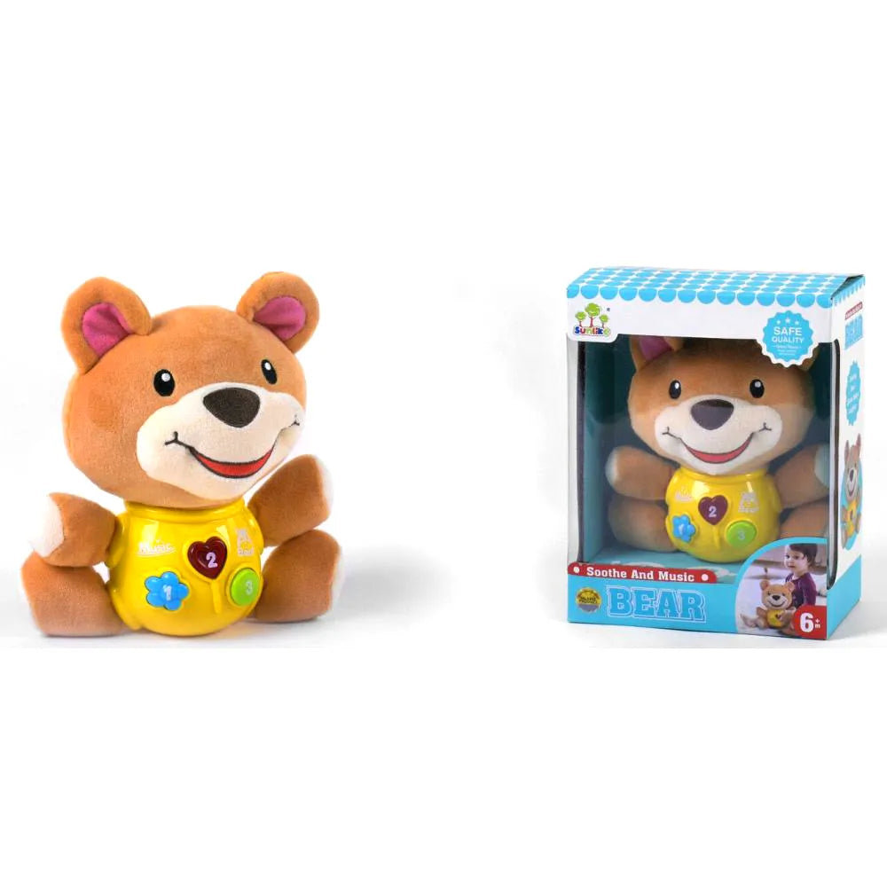 Newborn Baby Electric Plush Animal Doll with Sound Light Music Soothing Toy Bear Monkey Elephant for Kids Children