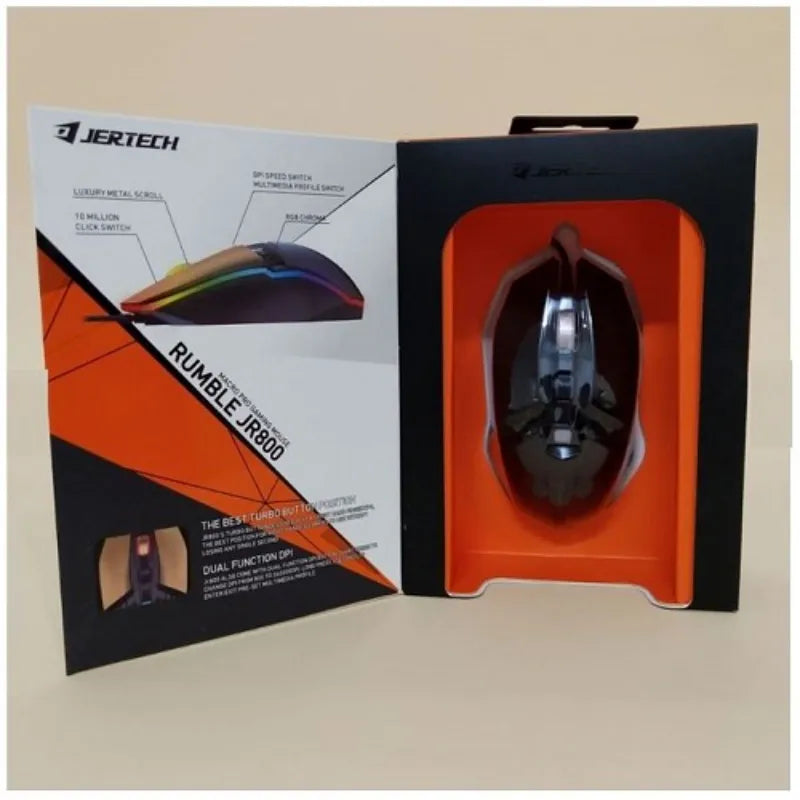 Jertech JR800 Rumble Macro Pro 4800 DPI Wired Gaming Mouse with RGB Chroma Lighting