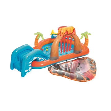 Bestway 53069 Lava Lagoon Inflatable Play Centre 2.65m Pool with Slide and Water Sprayer