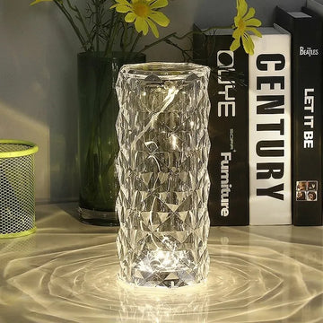 Touch Control Rechargeable Rose Diamond Crystal Table Lamp 16 Colors RGB LED