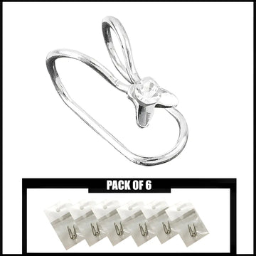 Pack of 6 Diamond Star Pearl Ear Clips with U Shaped Design and Single Hammered Detailing Nickel Free Fashion Jewellery Earrings for Women and Teen Girls