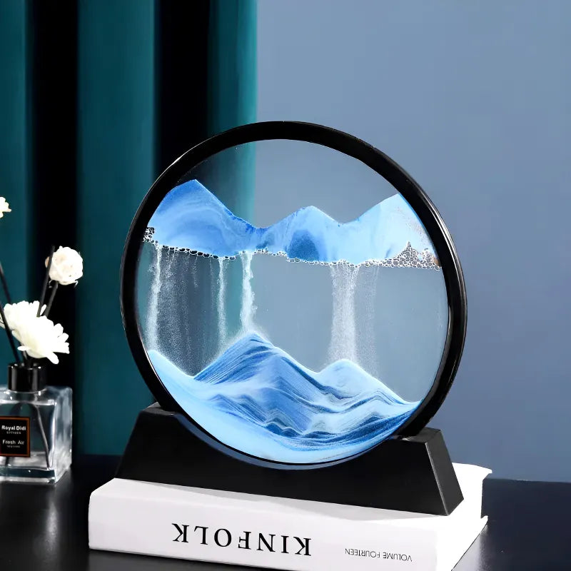 Dynamic 3D Sandscape Glass Art Fascinating Flowing Sand Frame for Elegant Home Decor with 360 Degree Rotation and Adjustable Air Flow
