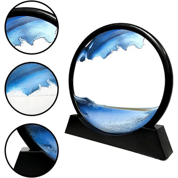 Dynamic 3D Sandscape Glass Art Fascinating Flowing Sand Frame for Elegant Home Decor with 360 Degree Rotation and Adjustable Air Flow