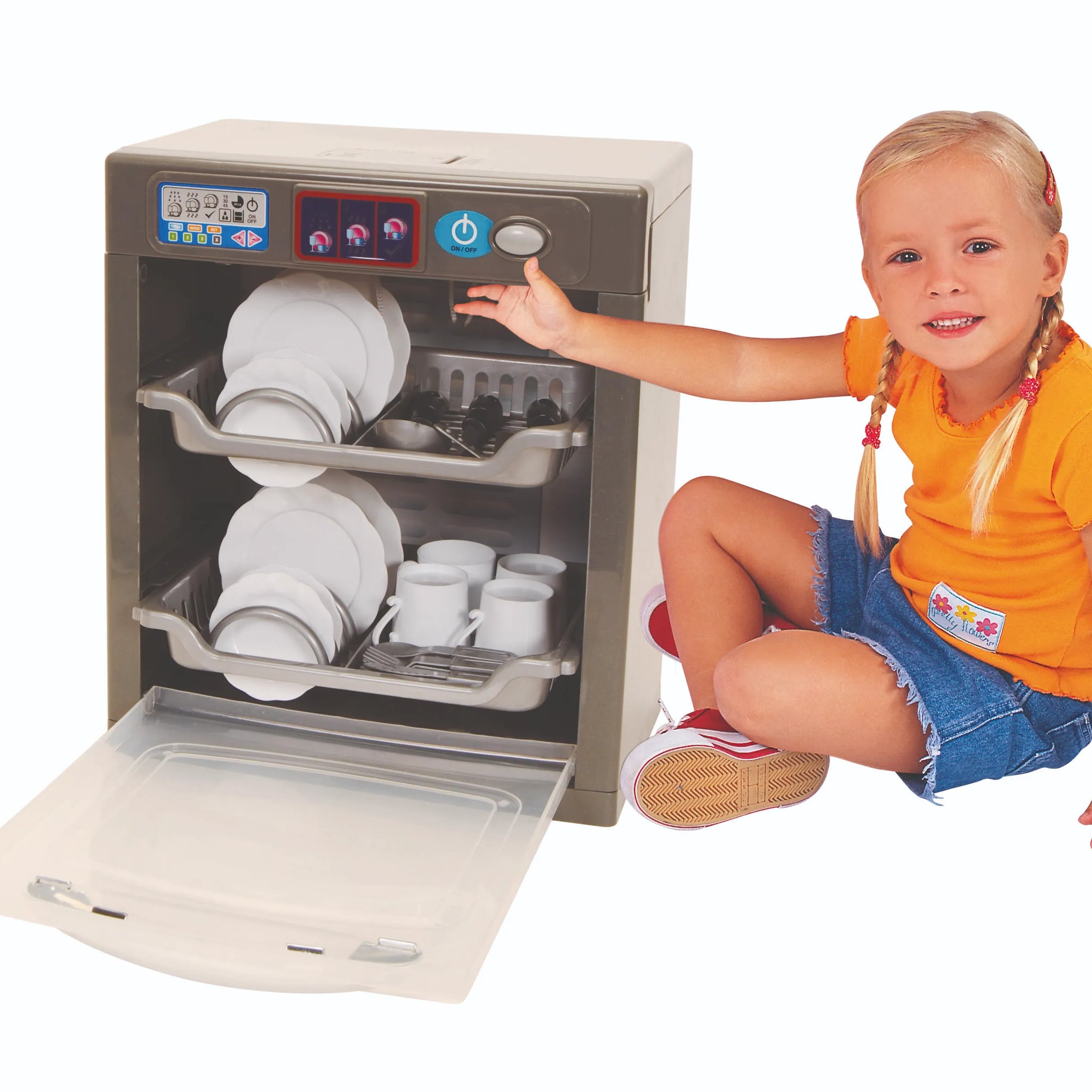 29pcs Electronic Dish Washer Pretend Play Kitchen Set with Sound Lights and Realistic Accessories for Kids