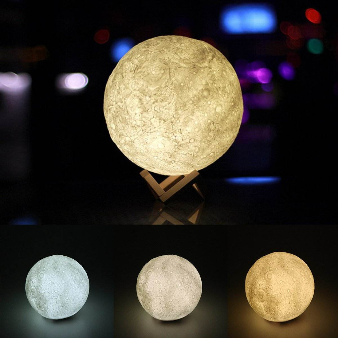 3D Magical Moon LED Night Light USB Rechargeable Desk Lamp Home Decor - Al-Raheem Imports