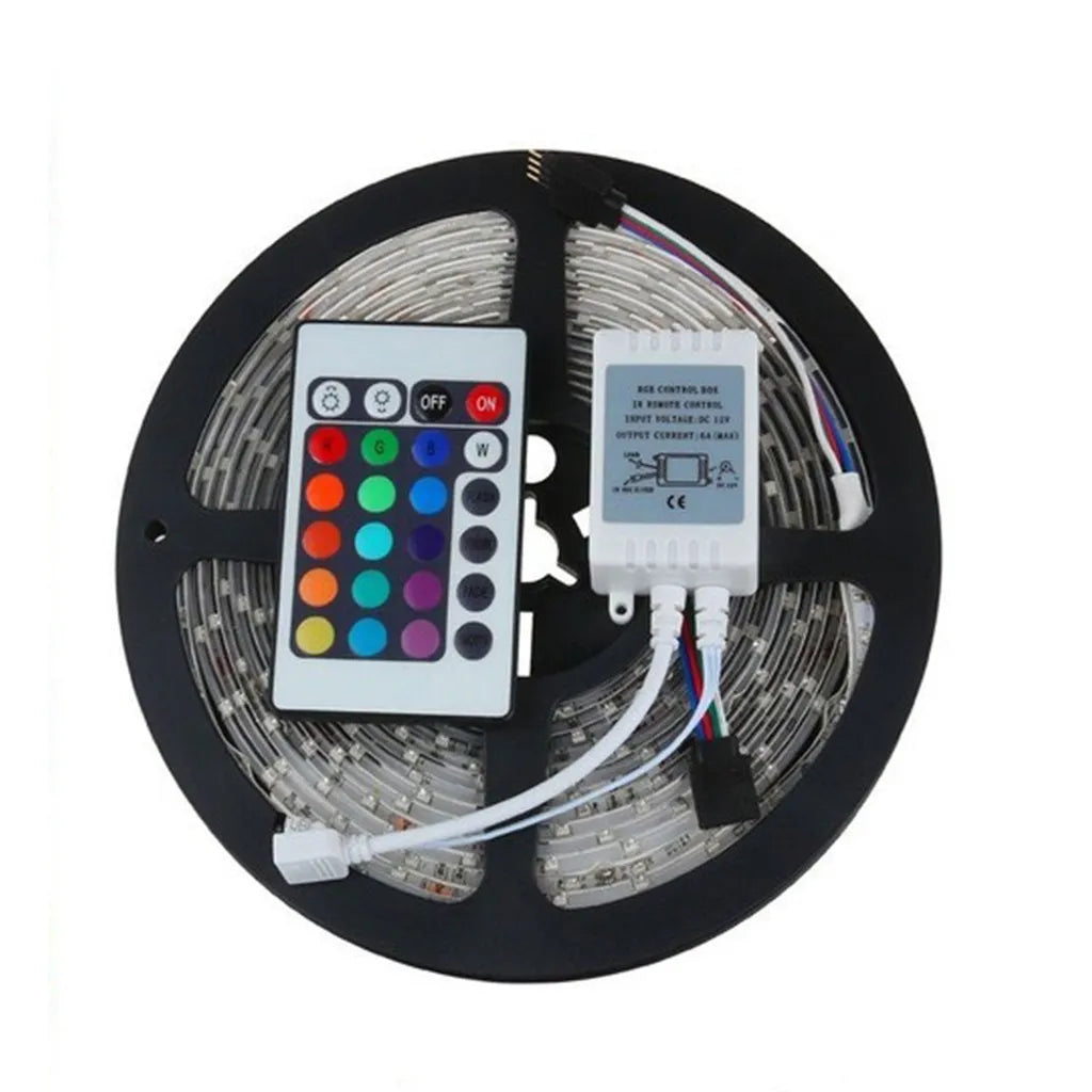 5M Waterproof RGB LED Strip Light 12V 300 LEDs with 44-Key Remote & Controller