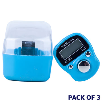 Pack of 3 SXH 5136 LED Display Digital Tasbih Mini Finger Counters with LCD Reset Function and Durable ABS Material for Meditation and Fitness