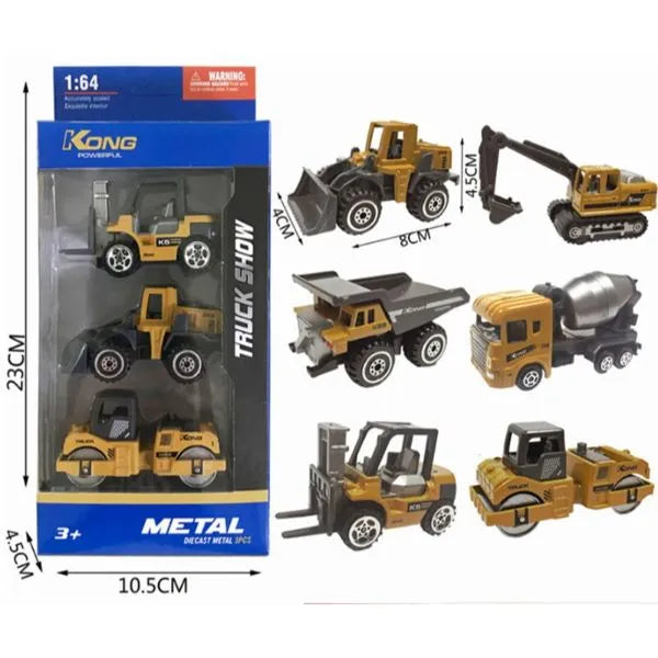 3-Piece Alloy Construction Vehicle Set Excavator Forklift Dinky Toy Cars