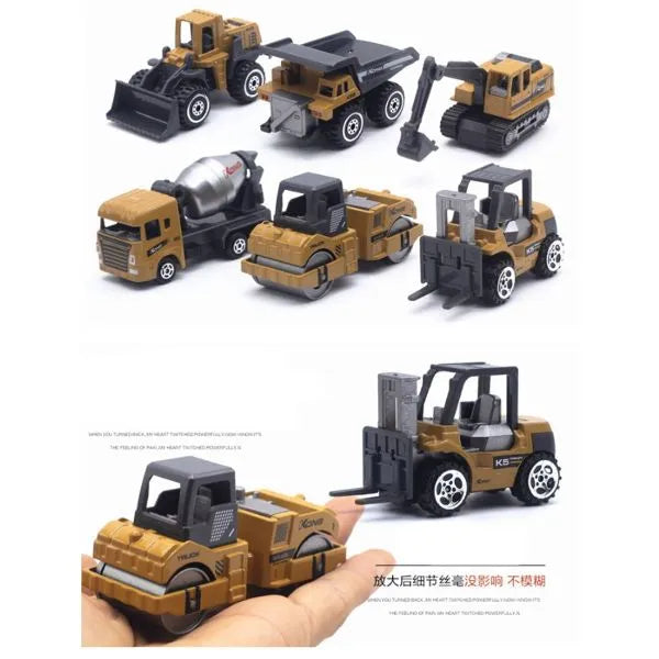 3-Piece Alloy Construction Vehicle Set Excavator Forklift Dinky Toy Cars