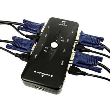4 Port USB 2.0 KVM Switch Box Universal Adapter for Multi-Computer Control