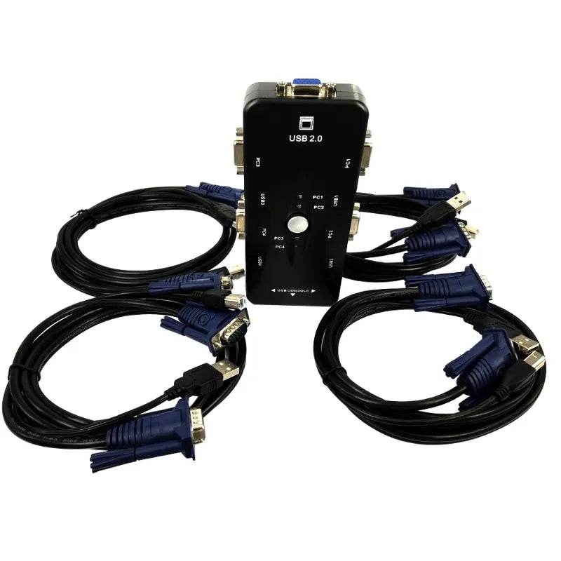 4 Port USB 2.0 KVM Switch Box Universal Adapter for Multi-Computer Control