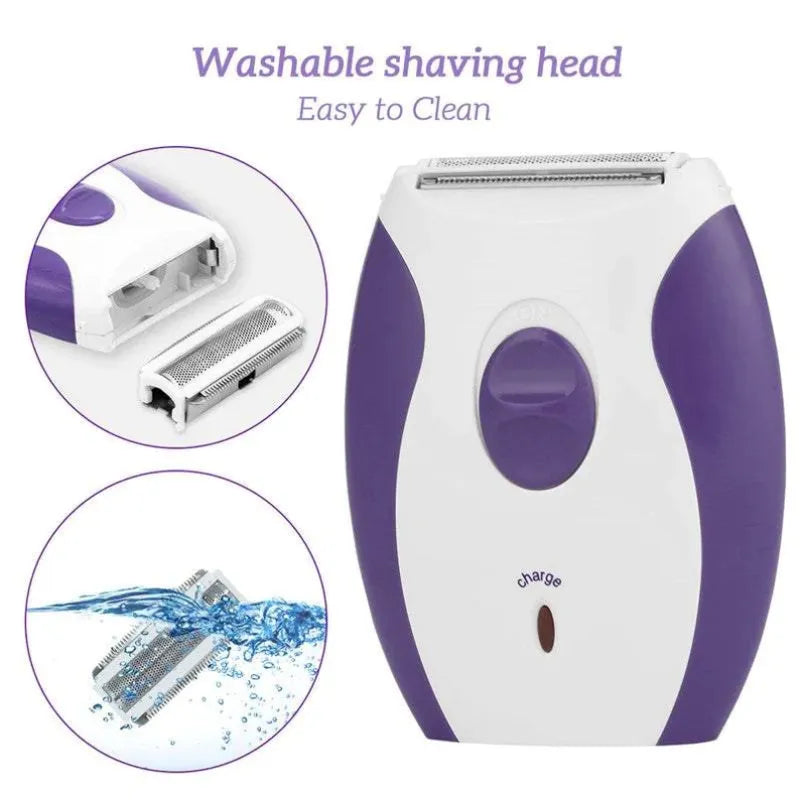 KM-280R Mini Electric Rechargeable Hair Removal Shaver for Women 3 Blade Stainless Steel Pink Purple