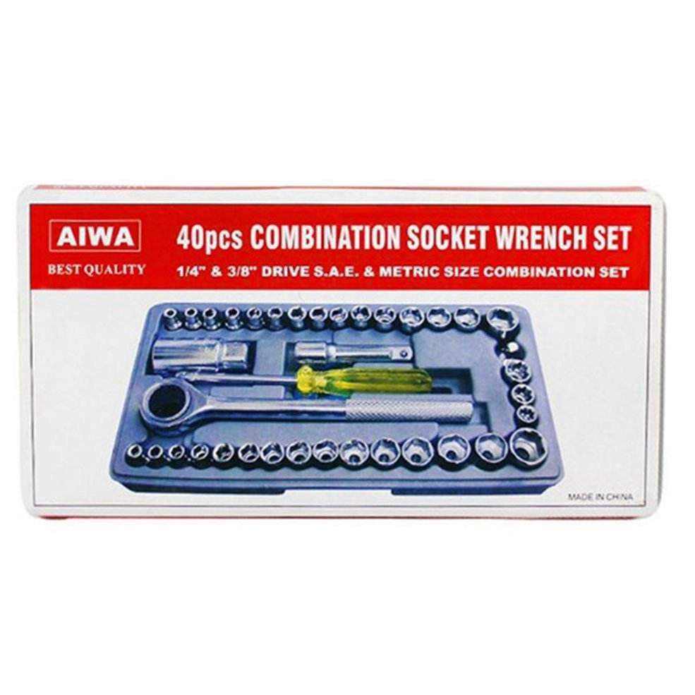 40Pcs Household Repair Tool Set Ratchet Wrench Kit Auto Car Home Hardware - Al-Raheem Imports