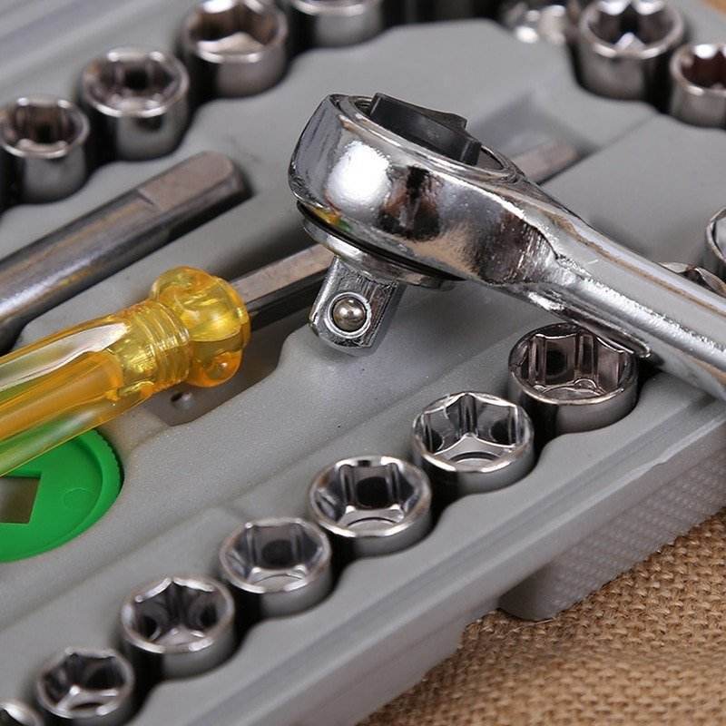 40Pcs Household Repair Tool Set Ratchet Wrench Kit Auto Car Home Hardware - Al-Raheem Imports