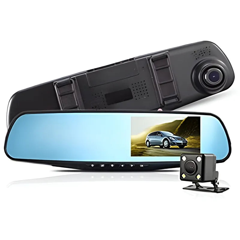 Full HD 1080P Dual Mirror Dashcam with 4.5 Inch TFT LCD 170 Degree Wide Angle and Rear Camera