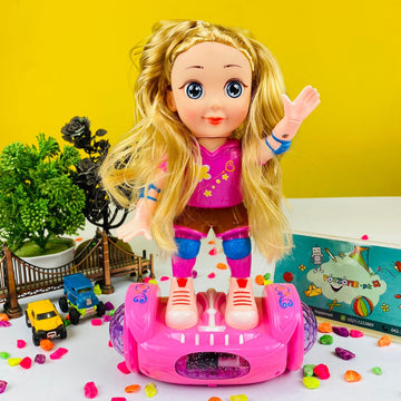 Pink Balance Car Doll with Light and Music for Girls 3+