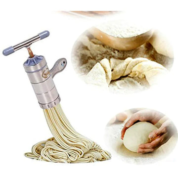 Mini Portable Manual Stainless Steel Pasta Maker Machine with 3 Press Molds