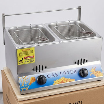 Double cylinder stainless steel gas fryer
