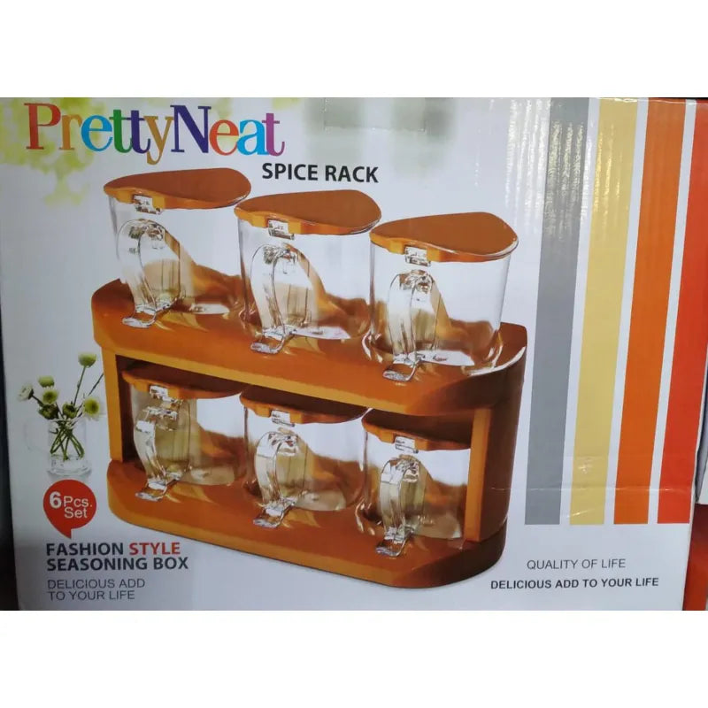 6 Piece Fashion Style Seasoning Spice Rack Set with Acrylic Jars