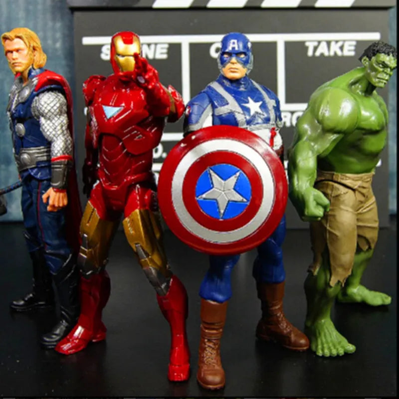 4 in 1 Avengers Super Heroes Action Figures Set Iron Man Hulk Captain America Thor Movable Joints for Kids 3 Plus