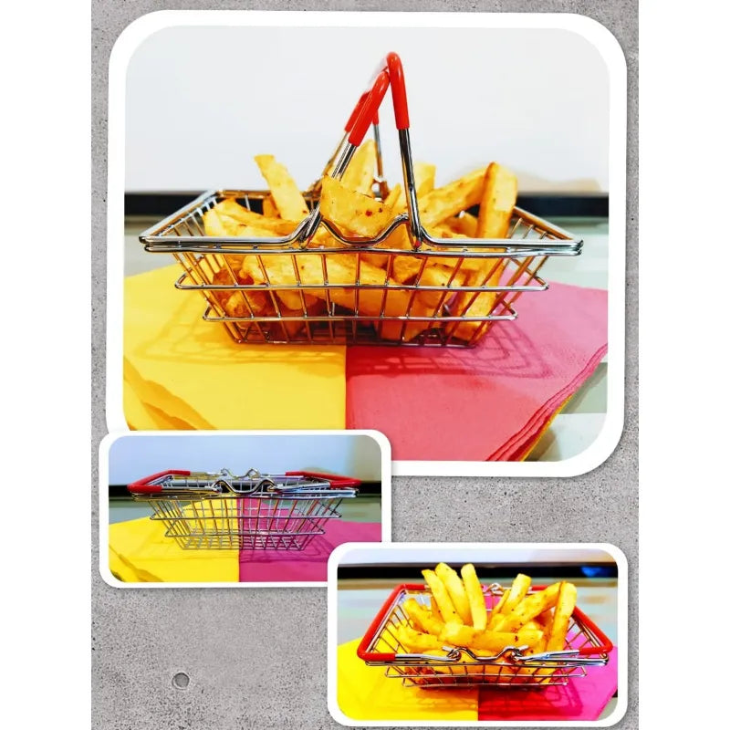 Mini Portable Stainless Steel Hand Carry Fry Basket Multi Purpose Food Serving