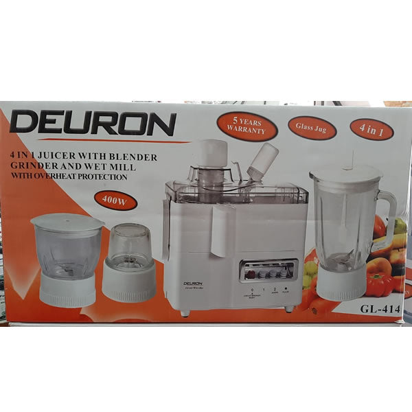 Deuron GL 414 Four in One Juicer Blender and Grinder Machine 550 Watt Heavy Duty Electric Juicer